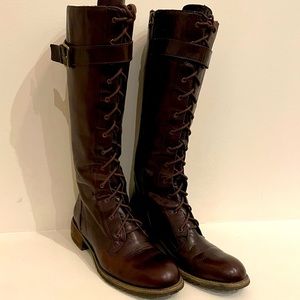 Trouvé dark brown leather lace up boots